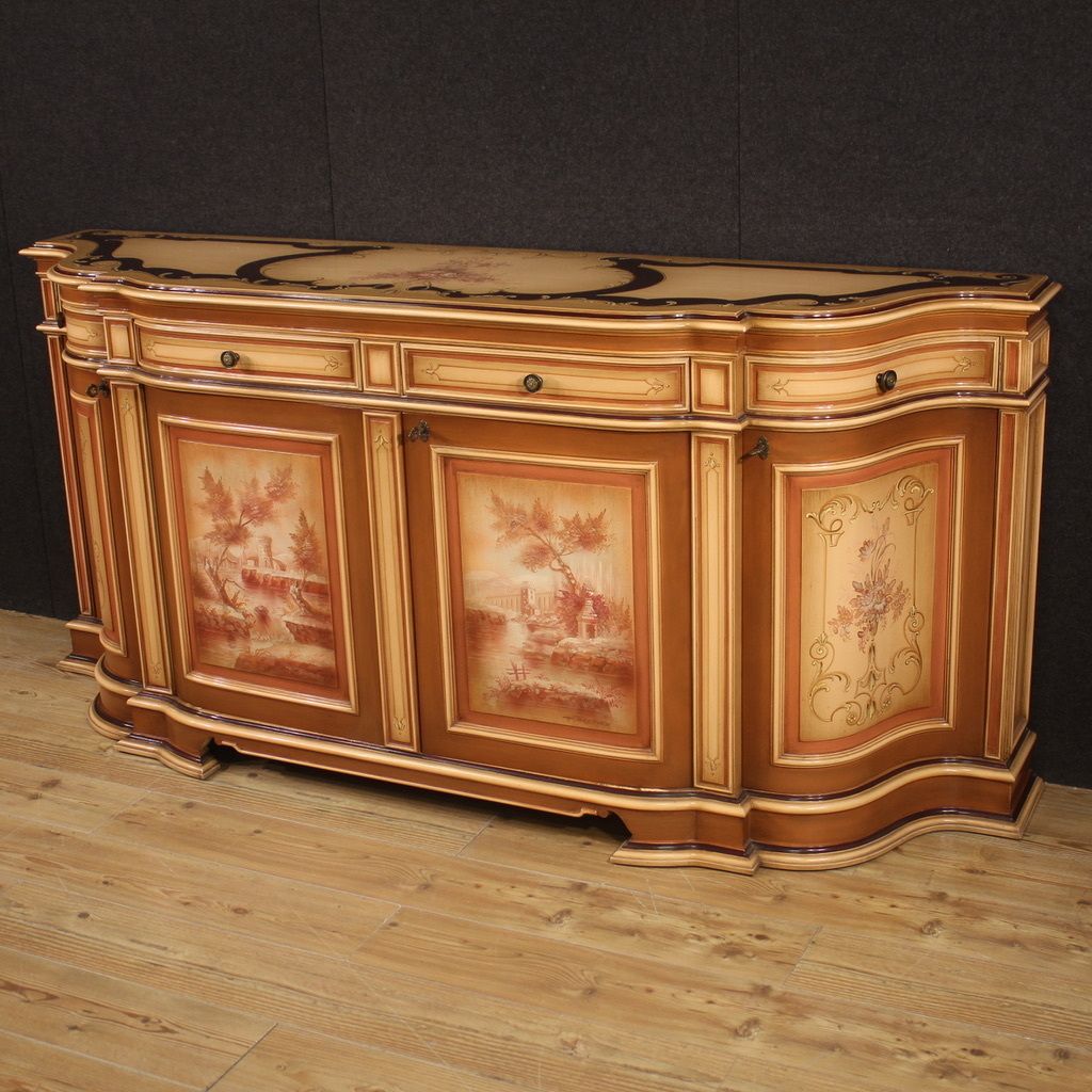 10900.0 Great Lacquered And Painted Sideboard From The 70s photo