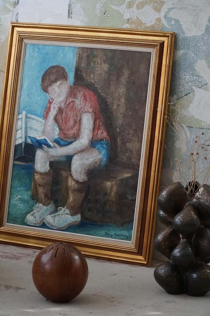 Oil Painting By Jørgen Sejersen, Danish Mid Century, 1960s photo vintage