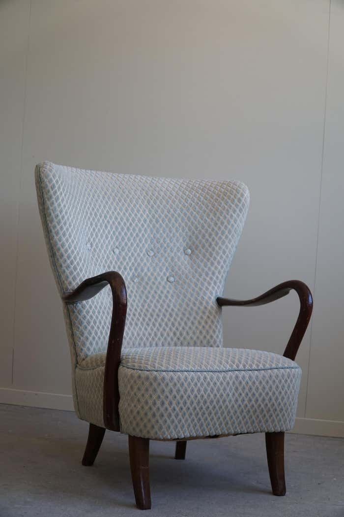 photo vintage Slagelse Møbelfabrik, Danish Modern Lounge Chairs With Footstool In Beech, 1960s