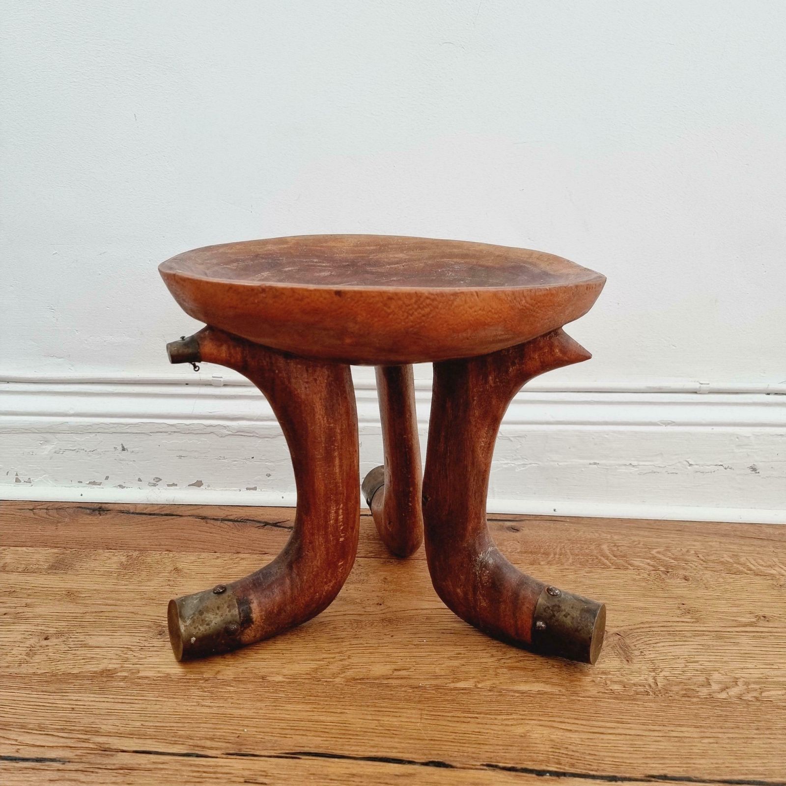 Tribal Stool With Brass Details, Southern Ethiopia, Early 20th Century photo furniture