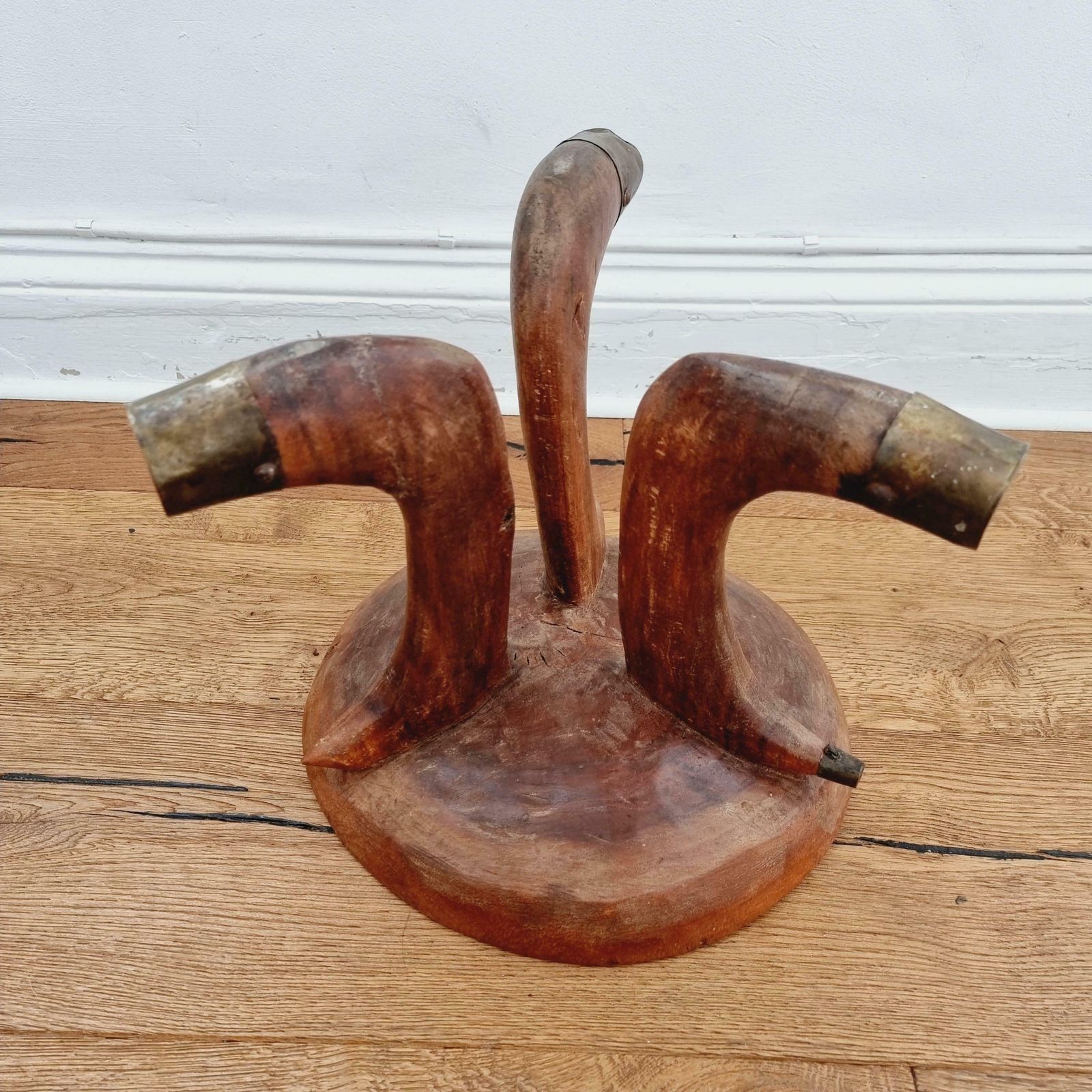 Tribal Stool With Brass Details, Southern Ethiopia, Early 20th Century photo Furniture