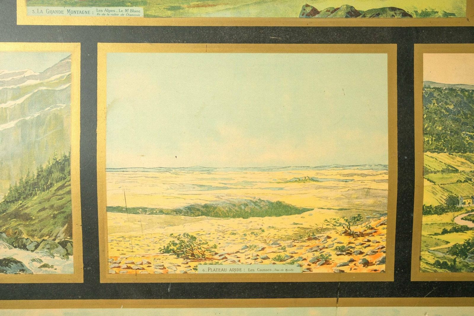 Original Mid Century Large Vintage French Educational School Wall Chart Physical Geography Relief Decorative Mountains Armand Colin photo vinterior
