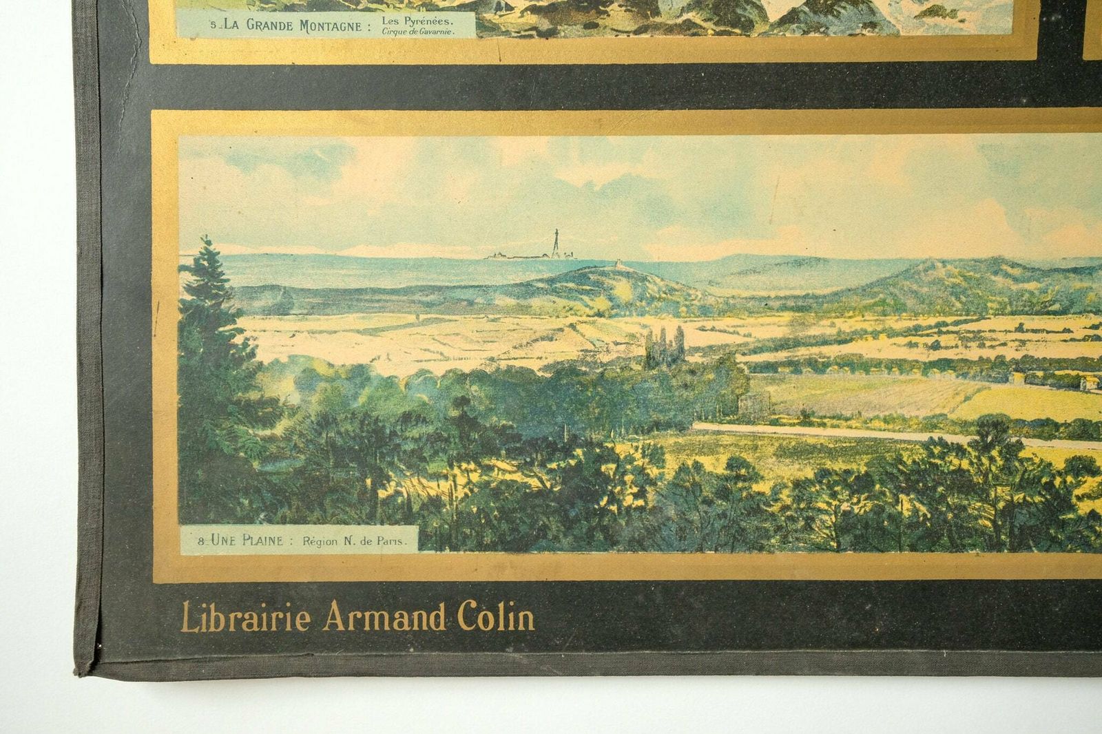 Original Mid Century Large Vintage French Educational School Wall Chart Physical Geography Relief Decorative Mountains Armand Colin photo vintage