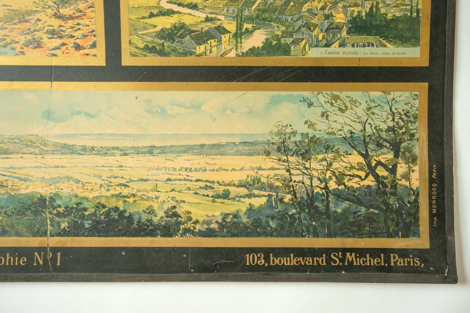 photo furniture Original Mid Century Large Vintage French Educational School Wall Chart Physical Geography Relief Decorative Mountains Armand Colin