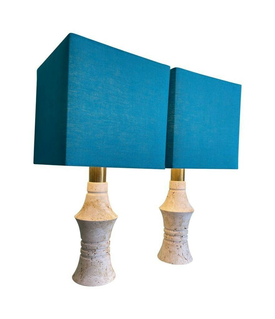 photo furniture A Pair Of 1970s Sculptural Shaped Travertine Lamps By Fratelli Mannelli