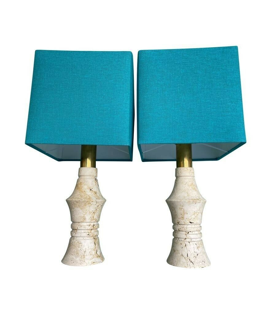 photo vinterior A Pair Of 1970s Sculptural Shaped Travertine Lamps By Fratelli Mannelli