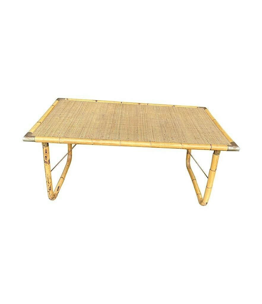 An Italian 1970s Folding Bamboo Coffee Table By Del Vera With Brass Corners photo Furniture