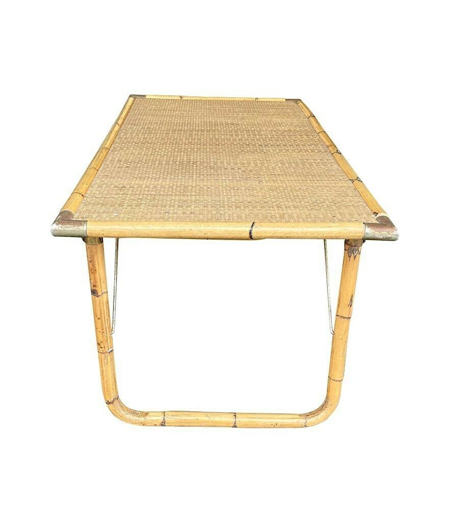 photo vintage An Italian 1970s Folding Bamboo Coffee Table By Del Vera With Brass Corners