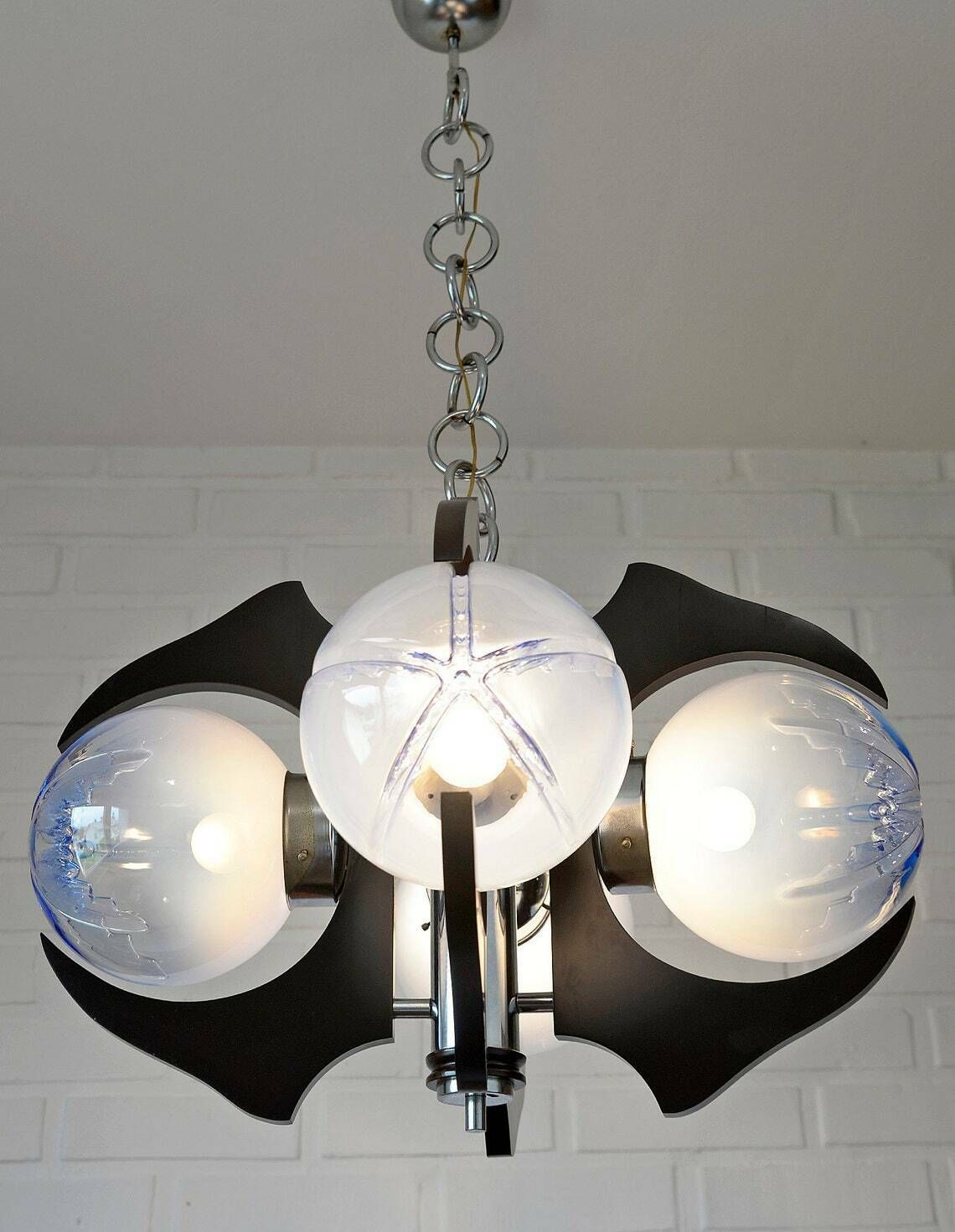 Vintage Pendant Light / Murano Mazzega Lamp / Light Fixture / Sputnik Brutalist / Mcm Chandelier / Mid Century Modern / Italy 1970s photo for sale