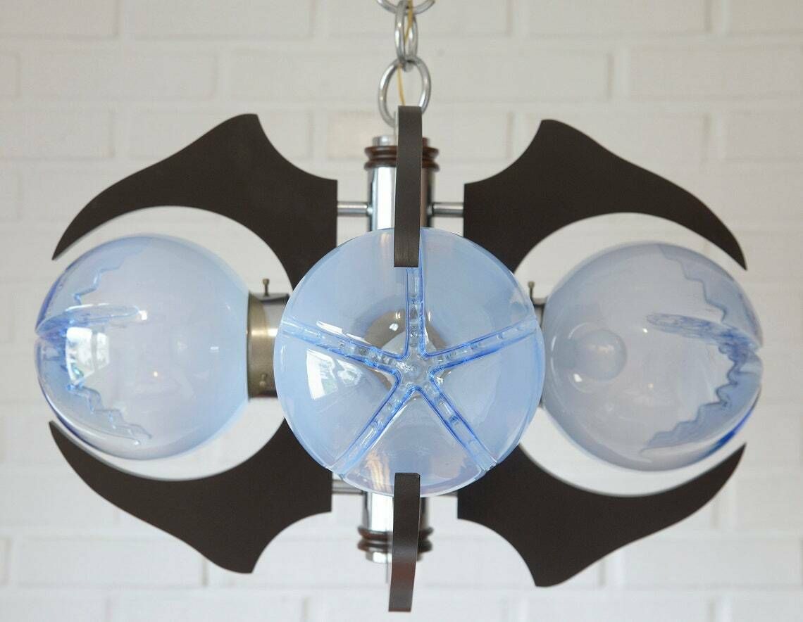 Vintage Pendant Light / Murano Mazzega Lamp / Light Fixture / Sputnik Brutalist / Mcm Chandelier / Mid Century Modern / Italy 1970s photo Lighting