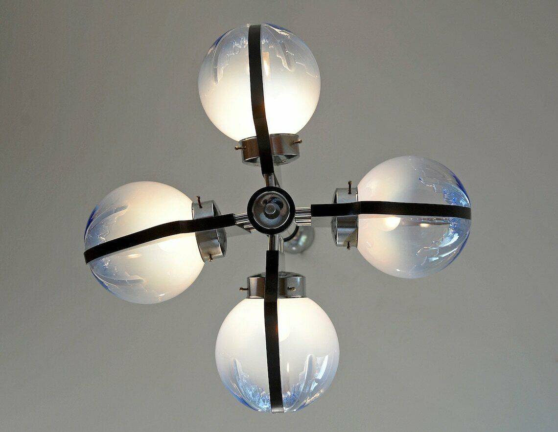 Vintage Pendant Light / Murano Mazzega Lamp / Light Fixture / Sputnik Brutalist / Mcm Chandelier / Mid Century Modern / Italy 1970s photo 821.0