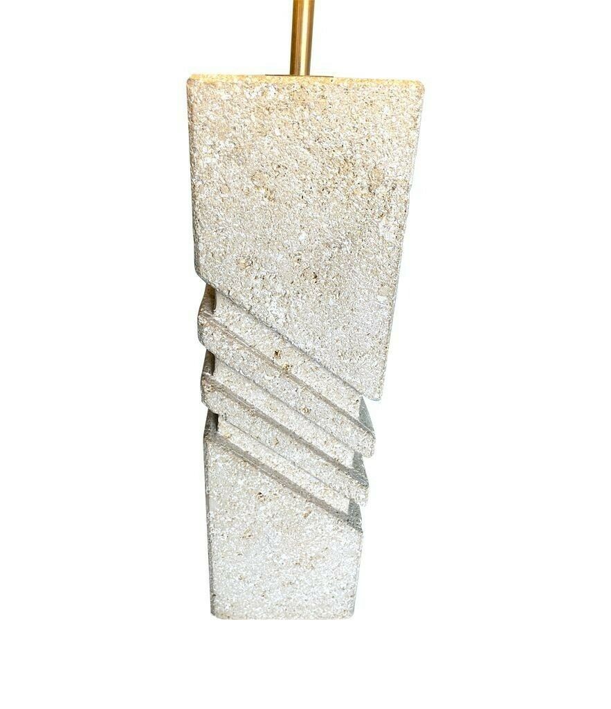 A Large Italian 1970s Sculptural Stone Lamp With New Bespoke Linen Shade photo buy