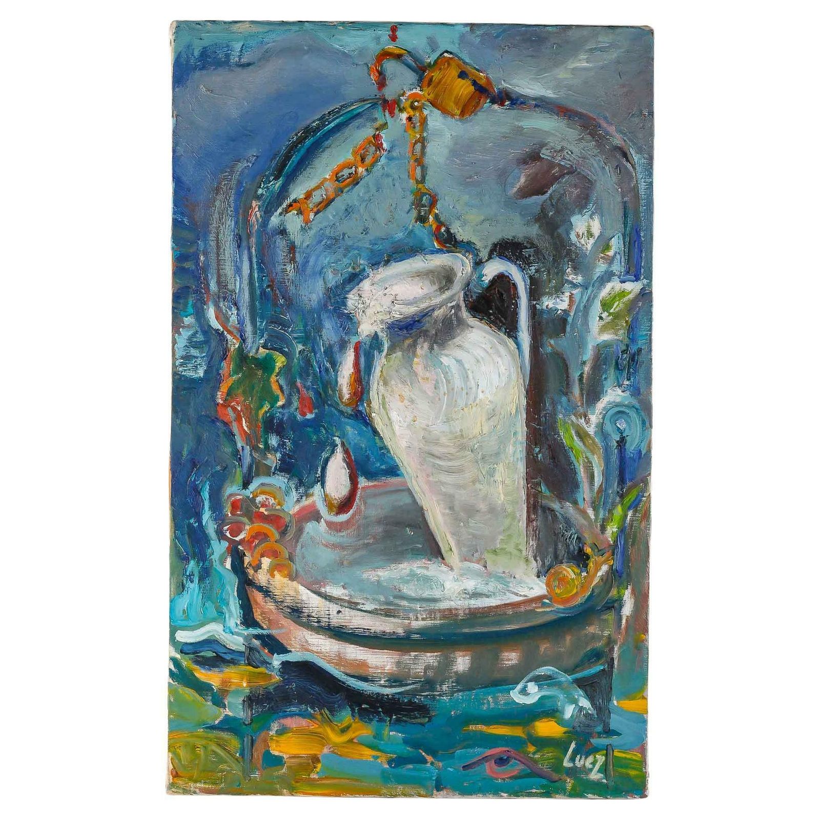 Painting By Evelyne Luez From The Xxth Century, Paris, Rue Campagne Première.