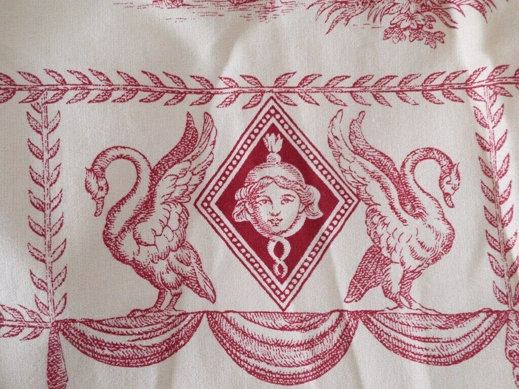 French Antique Drape Curtains Provencal French Toile De Jouy 30x95 Long Panels Window Pair (2) Red Farm Animals photo buy
