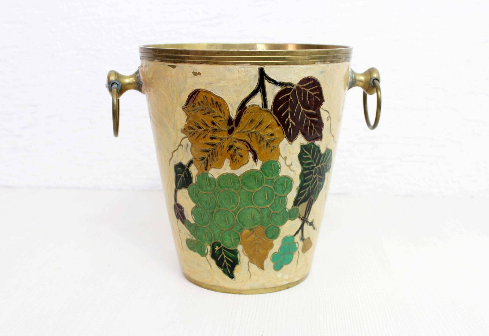 Brass Ice Bucket With Cloisonné Enamel Decoration, France 1960 photo Home Decor