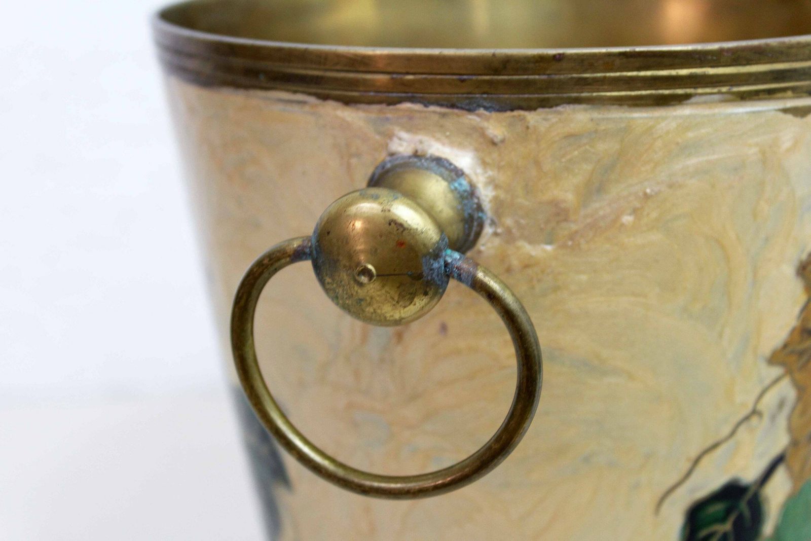 Brass Ice Bucket With Cloisonné Enamel Decoration, France 1960 photo vinterior