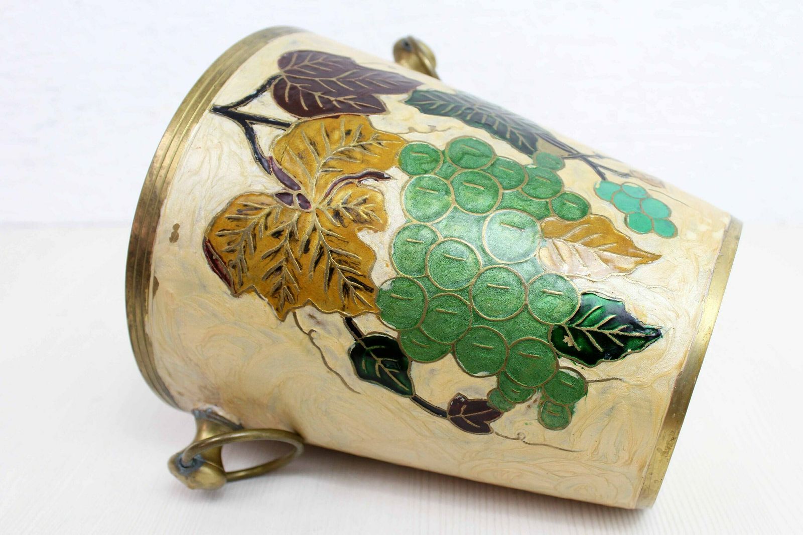 Brass Ice Bucket With Cloisonné Enamel Decoration, France 1960 photo buy