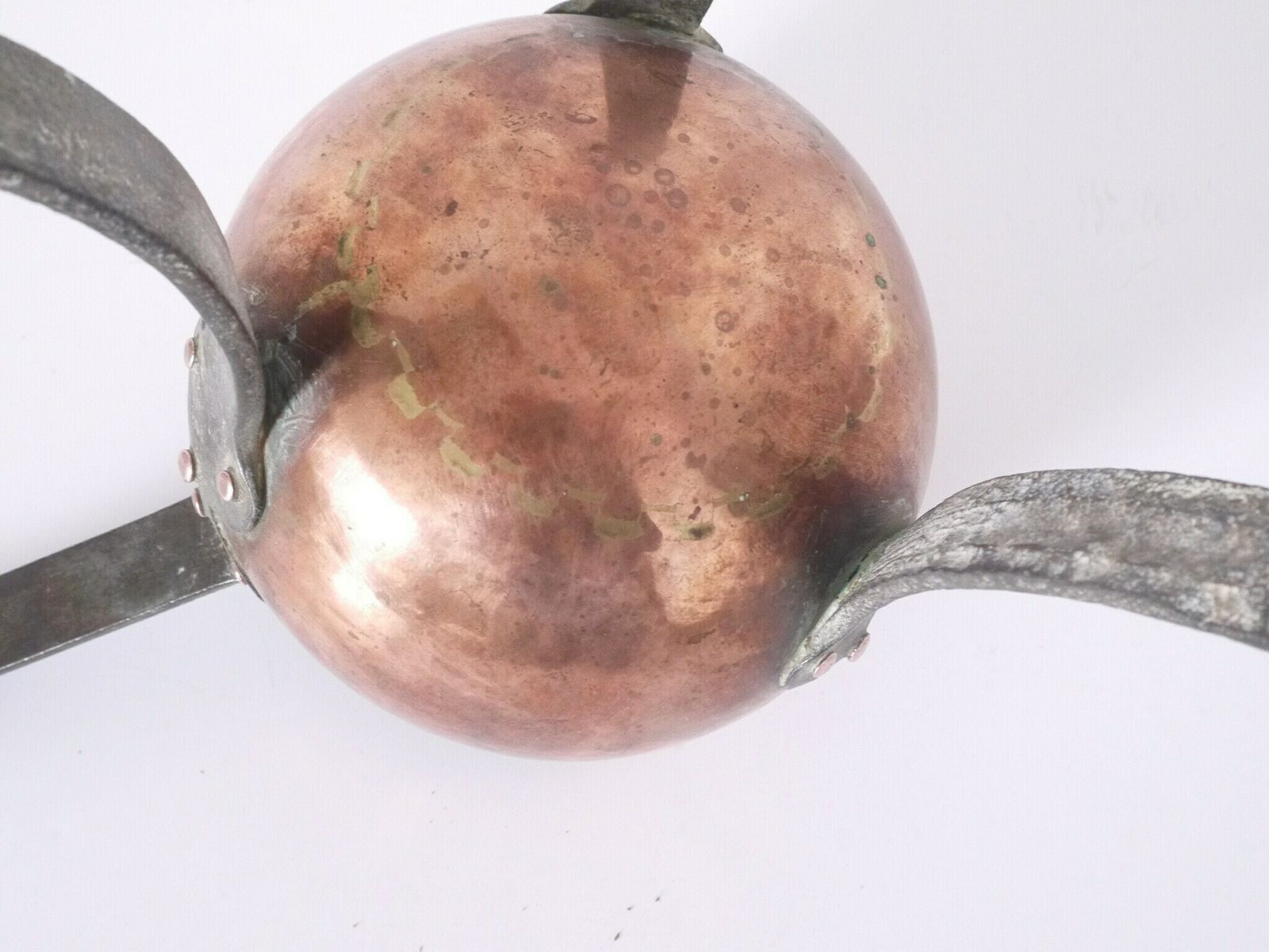 Copper Pot Chafing Dish With Iron Handle Iron Feet With Copper Rivets Fondue Dish photo 172.0
