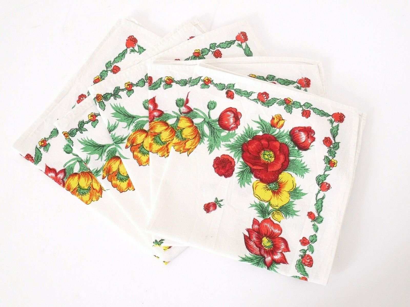 French Provençal Tablecloth Floral Barkcloth Tablecloth And Napkins Red And Yellow photo furniture