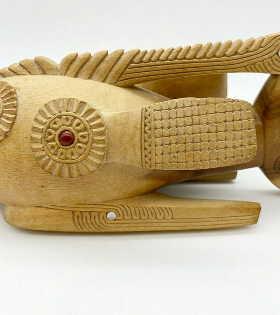 Wooden Fish Figure Miracle Fish Papua New Guinea Hand Carved Fish photo for sale