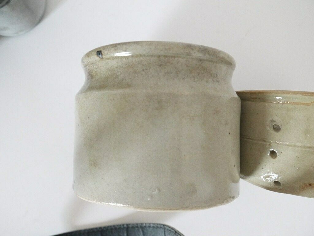 Antique French Ironstone Preserve Pots Stoneware Set Of 2 photo buy