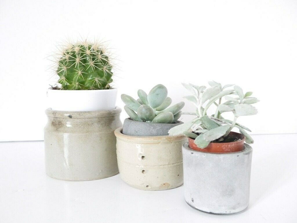 photo for sale Antique French Ironstone Preserve Pots Stoneware Set Of 2