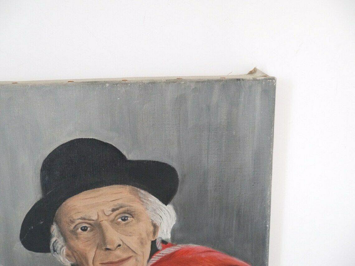 French Oil Portrait Painting Religious Clerical Man photo for sale