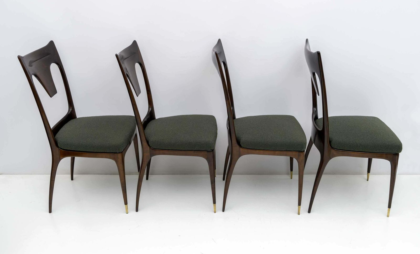 Ico & Luisa Parisi Midcentury Modern Italian Walnut And Bouclè Dining Chairs 50s photo Furniture