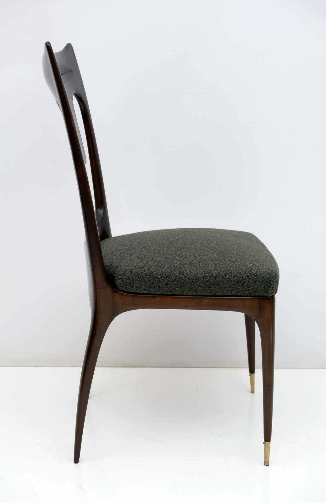 Ico & Luisa Parisi Midcentury Modern Italian Walnut And Bouclè Dining Chairs 50s photo 4380.0