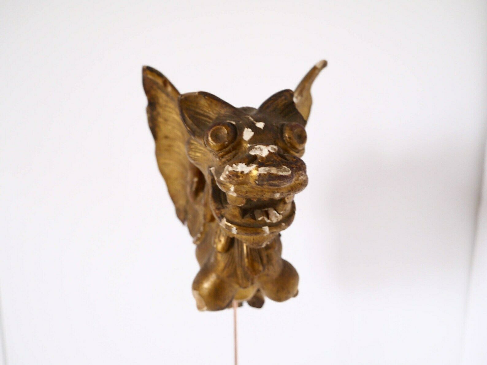 French Antique Wooden Architectural Salvage Sculpture Of A Winged Dragon photo 286.0