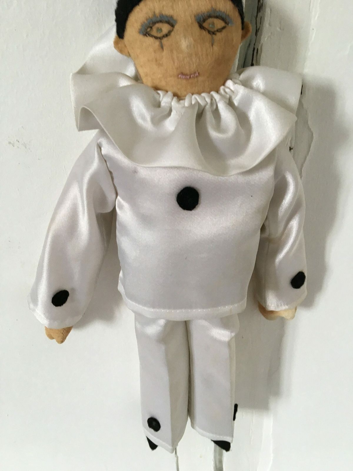 French Antique Primitive Pierrot Doll Handmade Pantomime Marcel Marceau Dolls Harlequin photo for sale