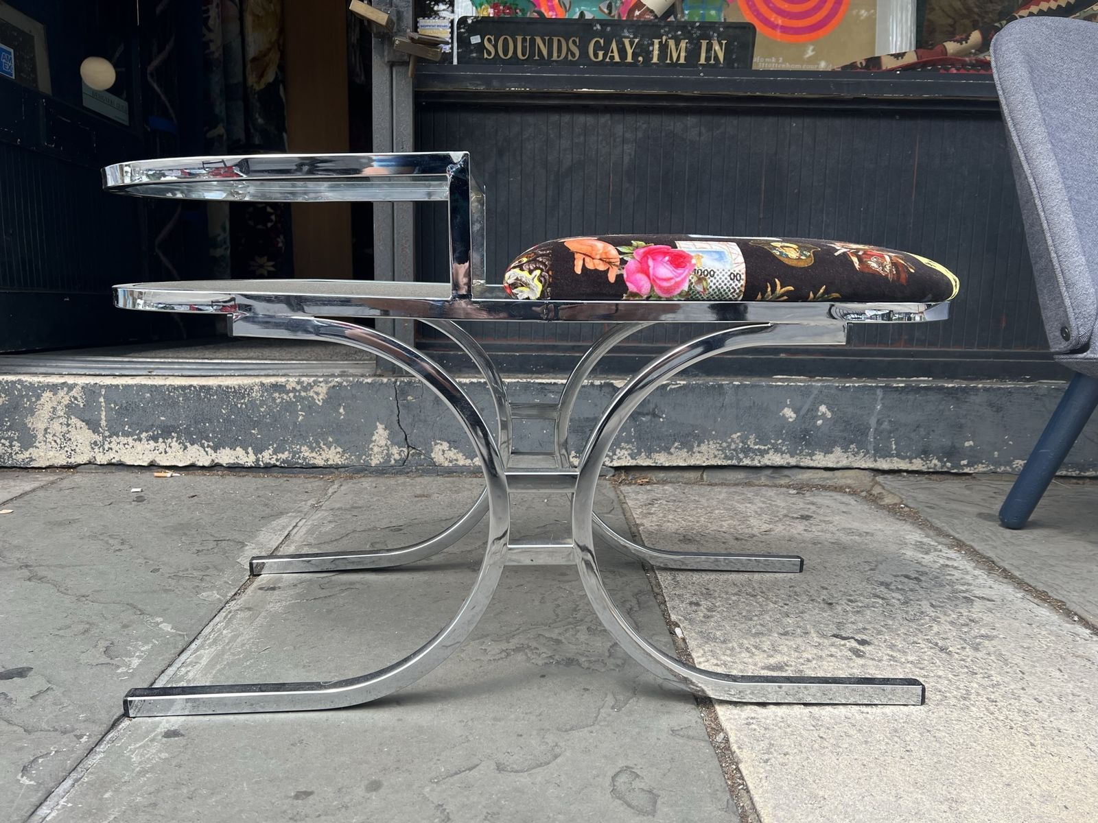 1960s Chrome Glass Telephone Table photo for sale