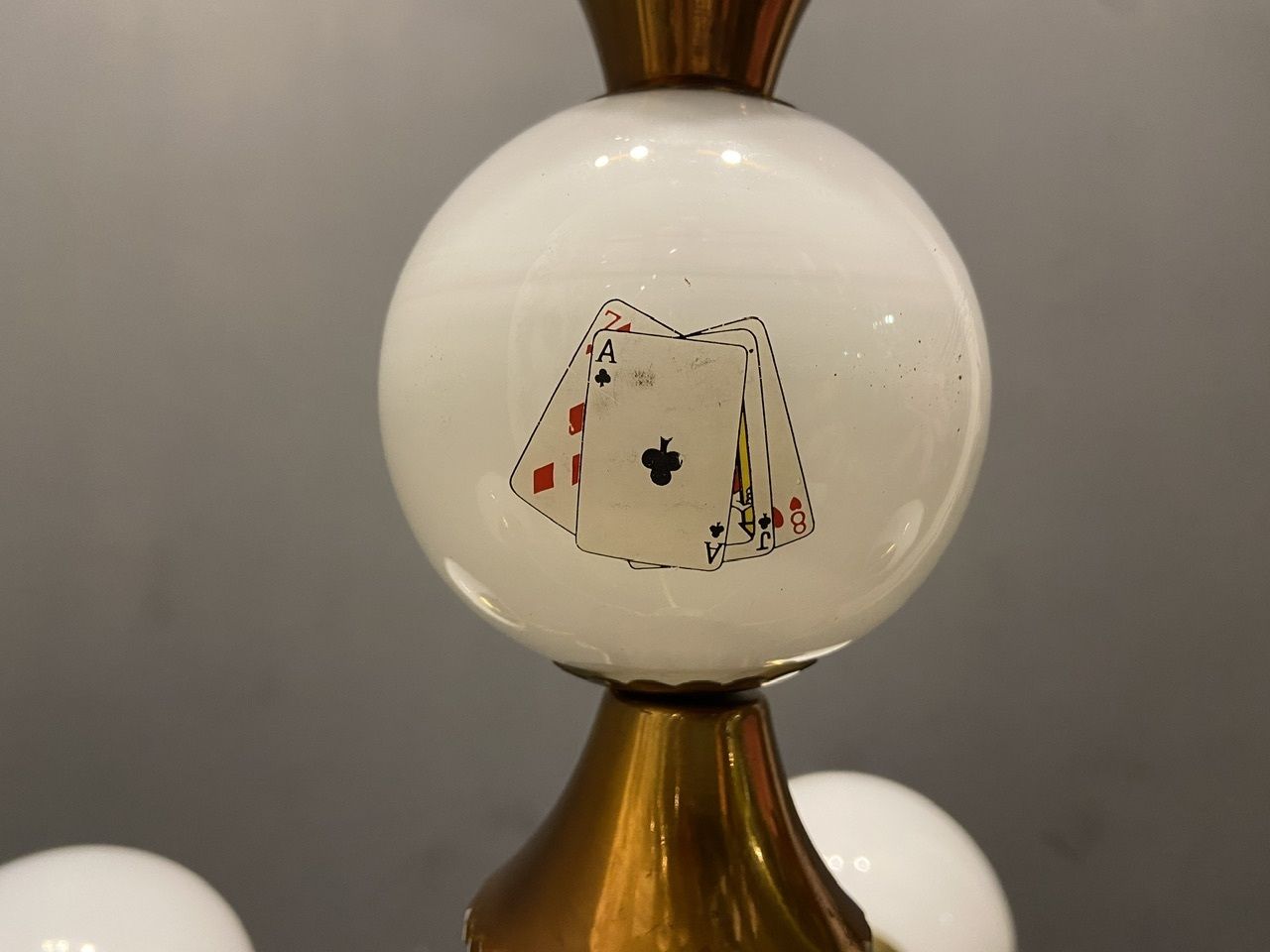 1960’s Sputnik Brass Opaline Glass Chandelier 6 Lights photo buy