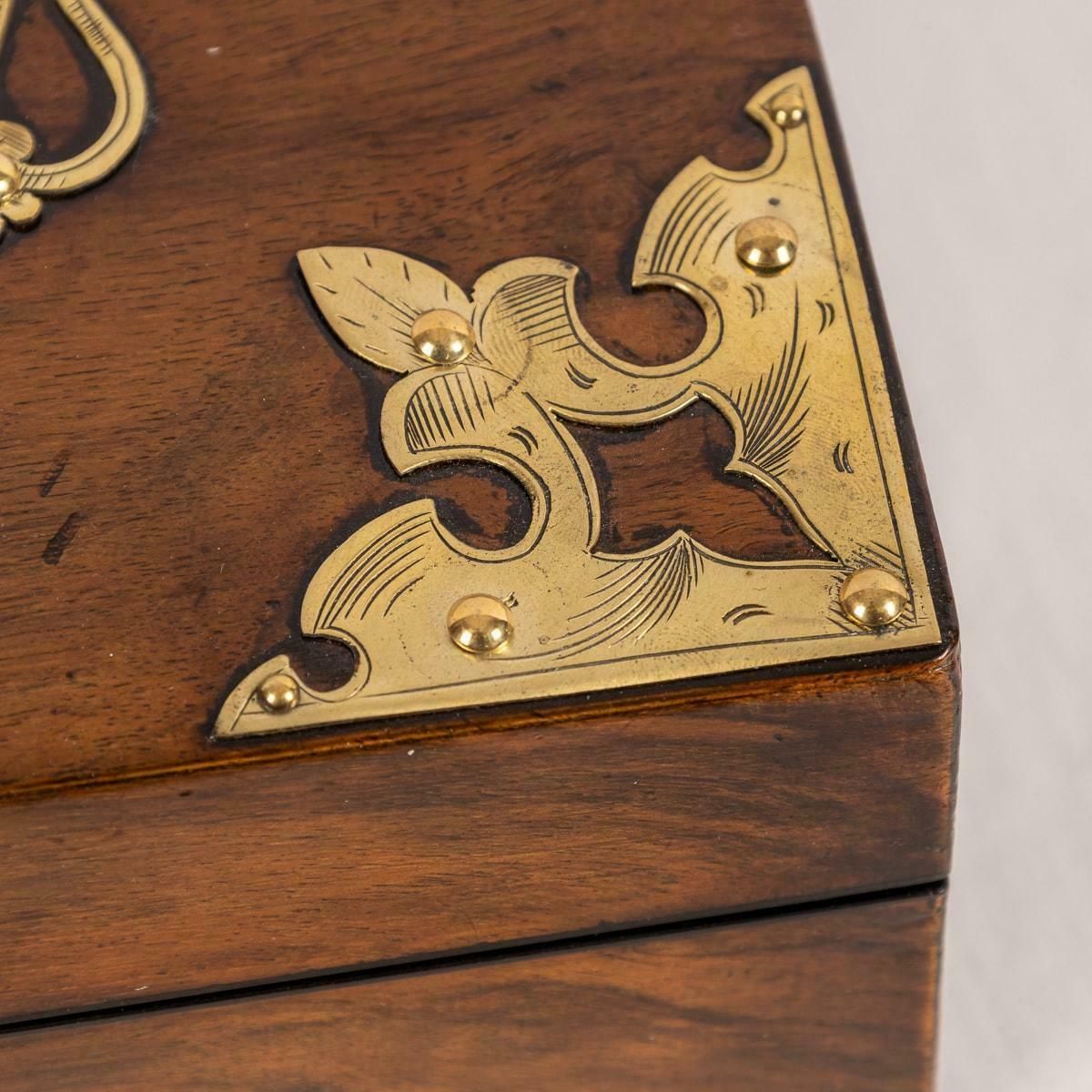 Home Decor 19th Century Victorian Walnut & Brass Card Games Box, C.1890 photo