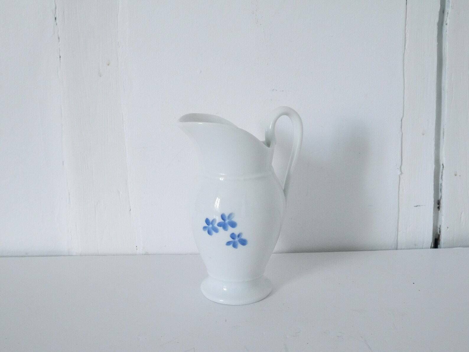 French Ironstone Pitcher White French Vintage Jug Sarreguemines French Server, French Tabletop photo furniture
