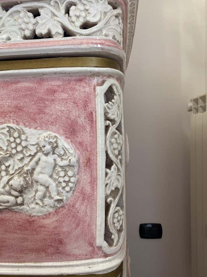 Majolica Pink Stove From Florence photo vintage