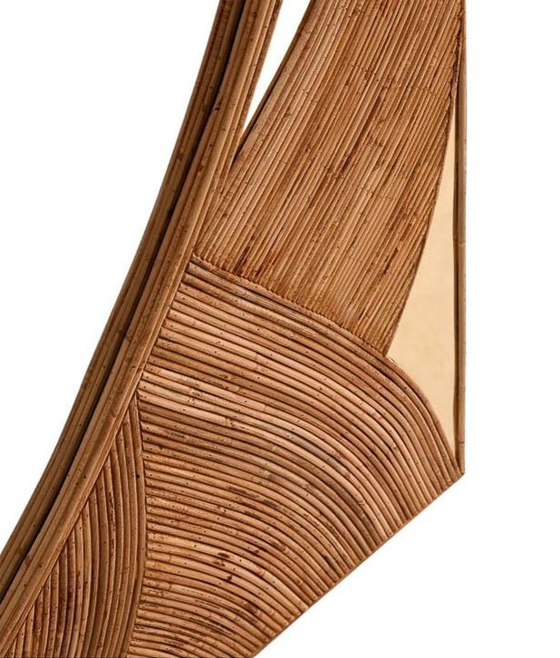 Contemporary Italian Wall Mirror In Bamboo & Brass photo for sale