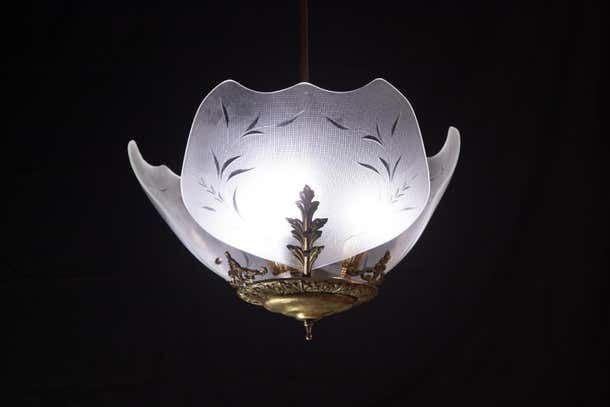 Elegant Italian Vintage Art Decò Glass And Brass, 1950s photo furniture
