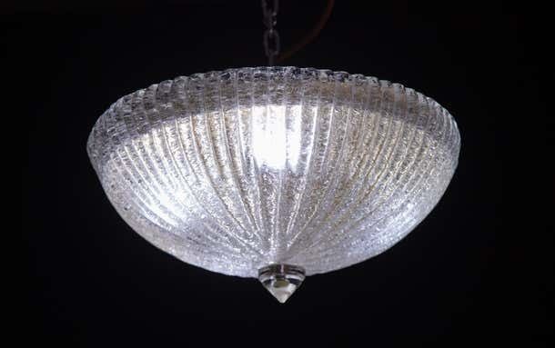 Trasparent And Gold Glass Murano Ceiling Light By Barovier & Toso Style , 1960 photo for sale
