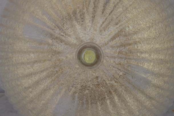 photo for sale Trasparent And Gold Glass Murano Ceiling Light By Barovier & Toso Style , 1960