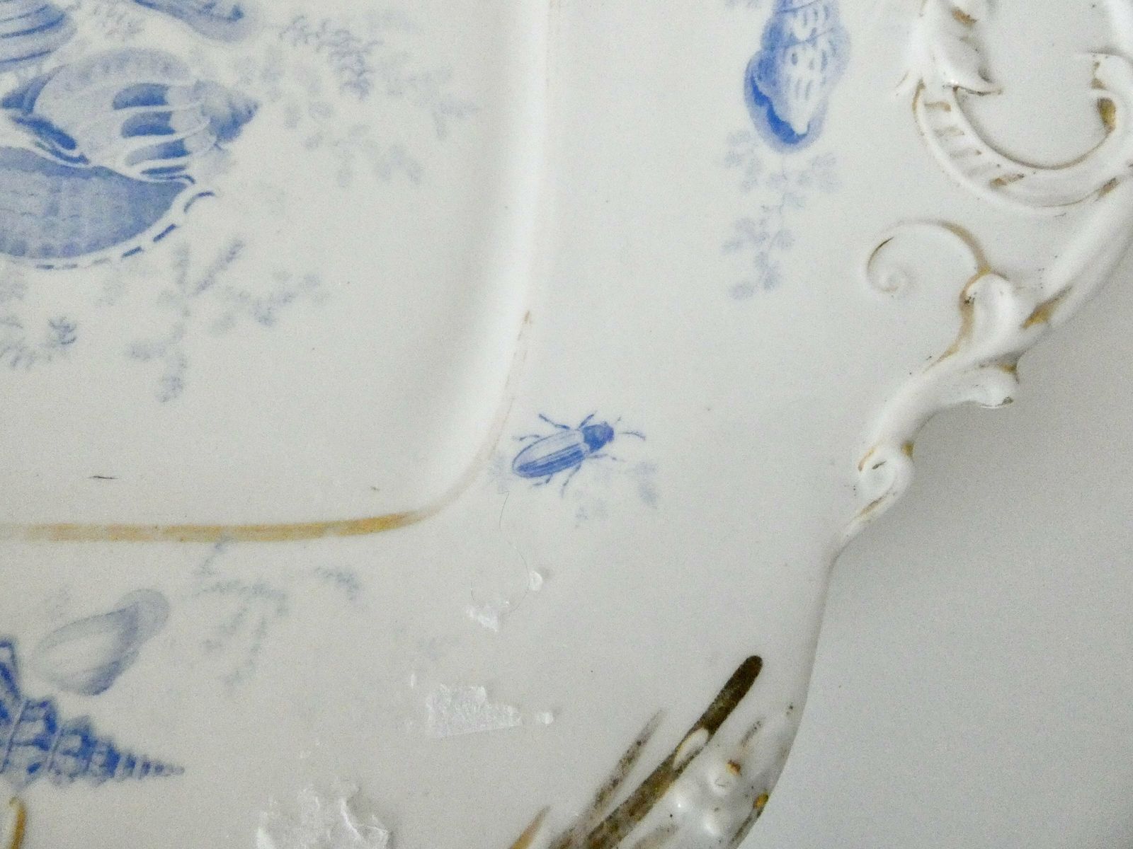 French Vintage Blue And White Porcelain De Paris Serving Display Plate photo Home Decor