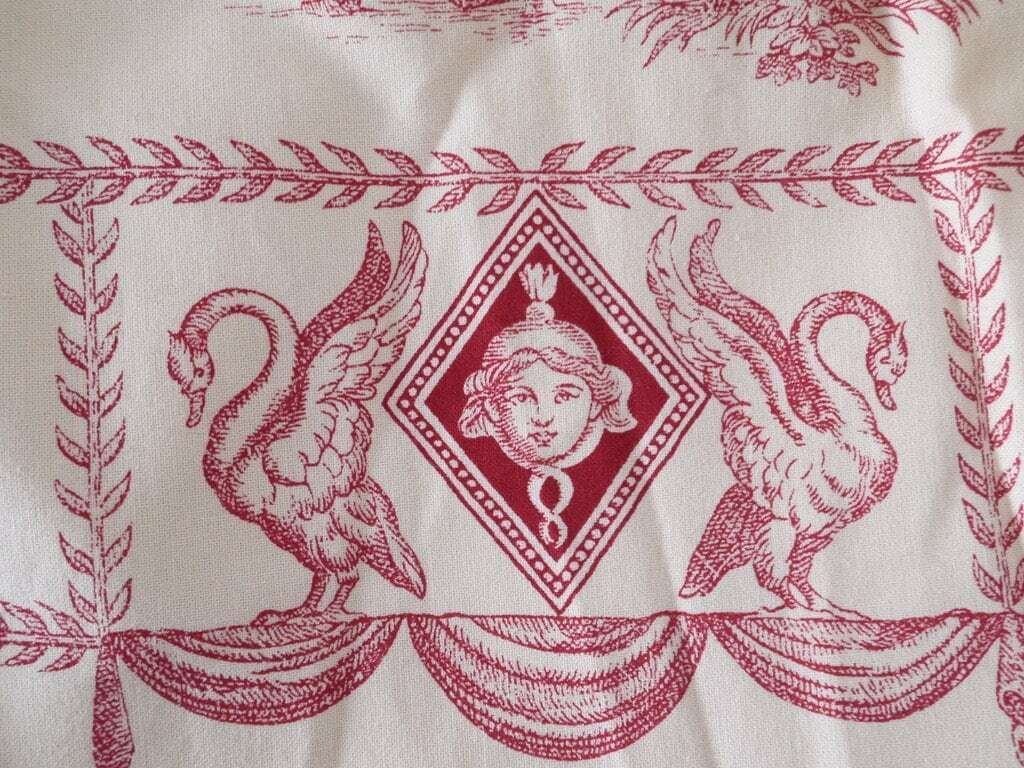 French Antique Tablecloth Provencal French Toile De Jouy 32in Long Round Tablecloth photo furniture