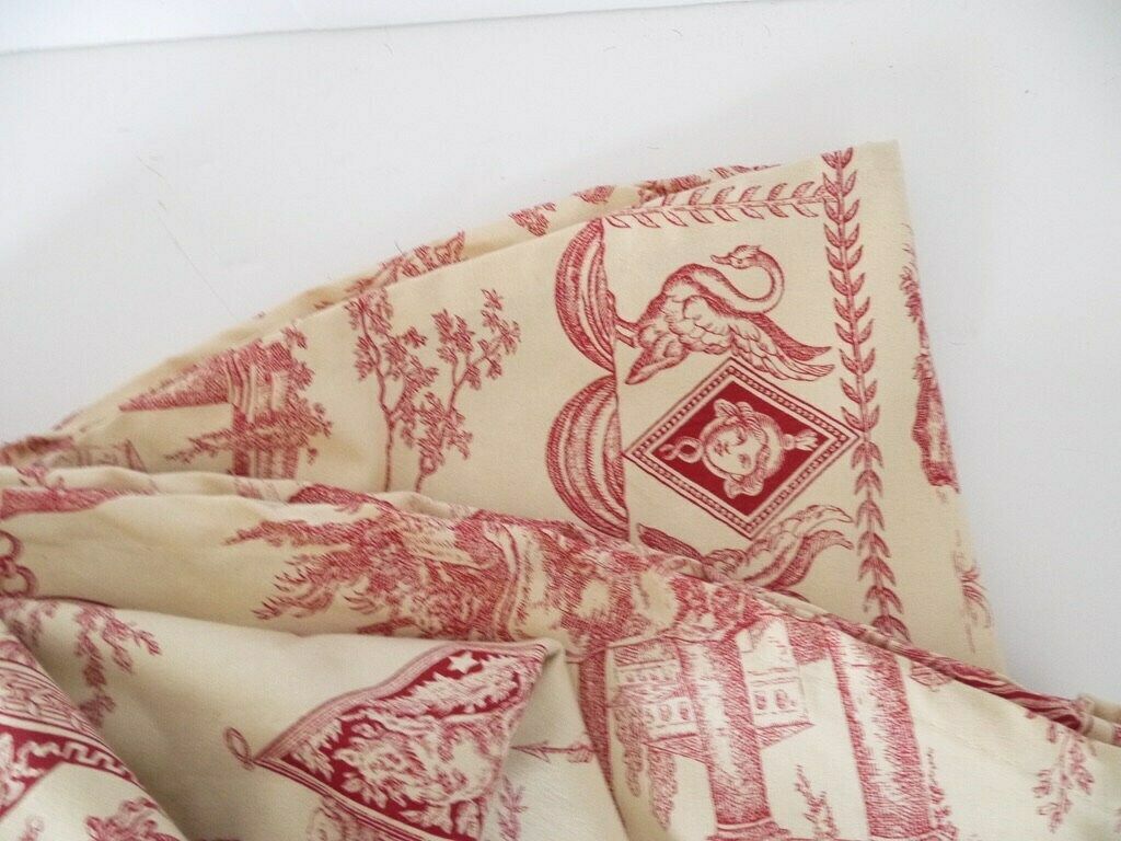 French Antique Tablecloth Provencal French Toile De Jouy 32in Long Round Tablecloth photo 172.0