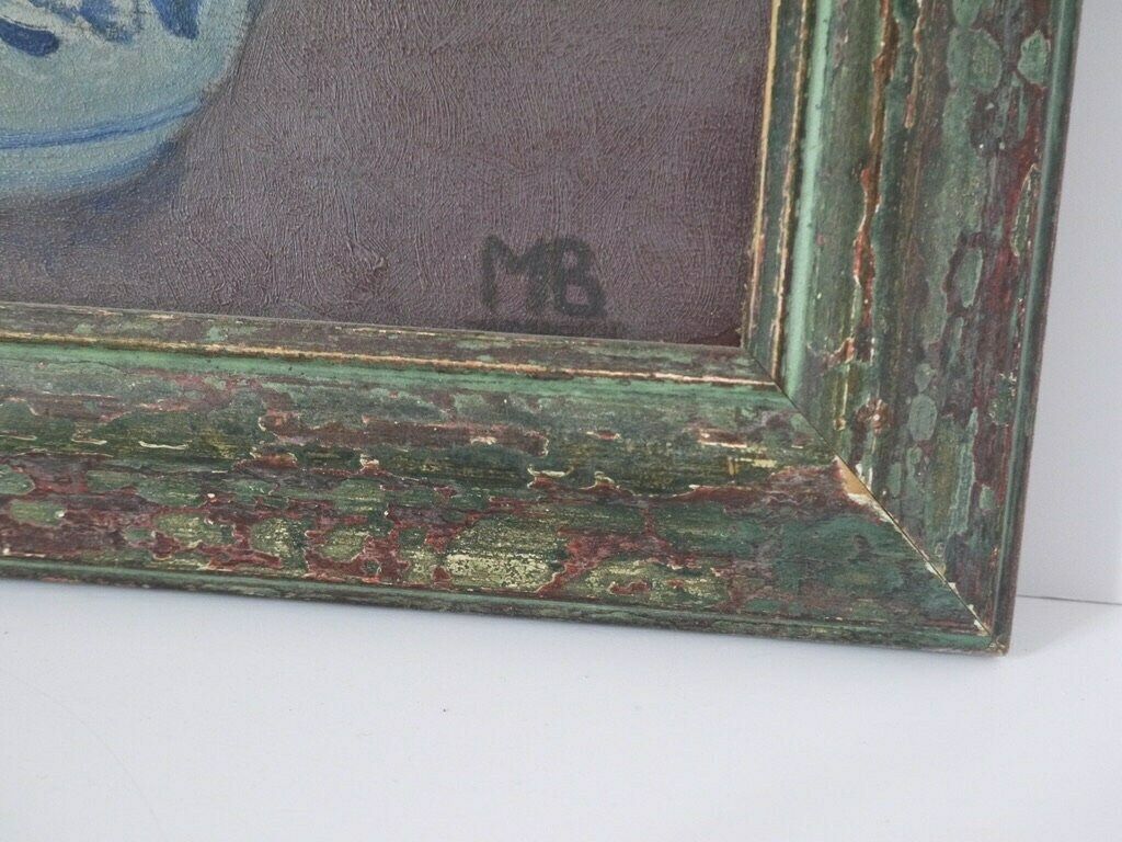 photo furniture French Vintage Floral Red And Pink Roses Still Life Signed