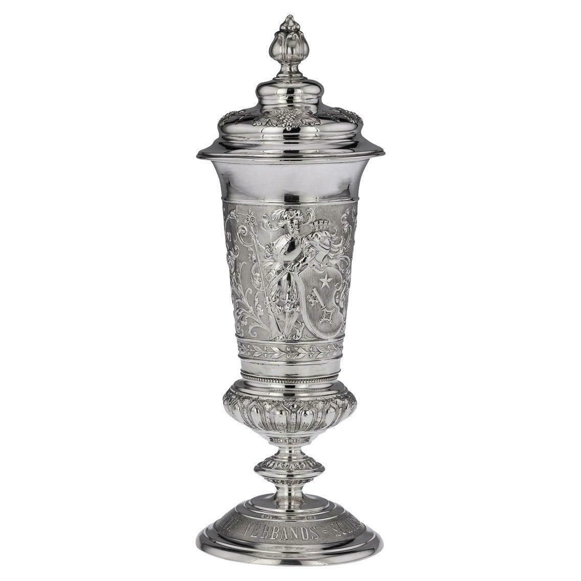19th Century German Solid Silver Worms Shooting Presentation Cup, Hanau, C.1895
