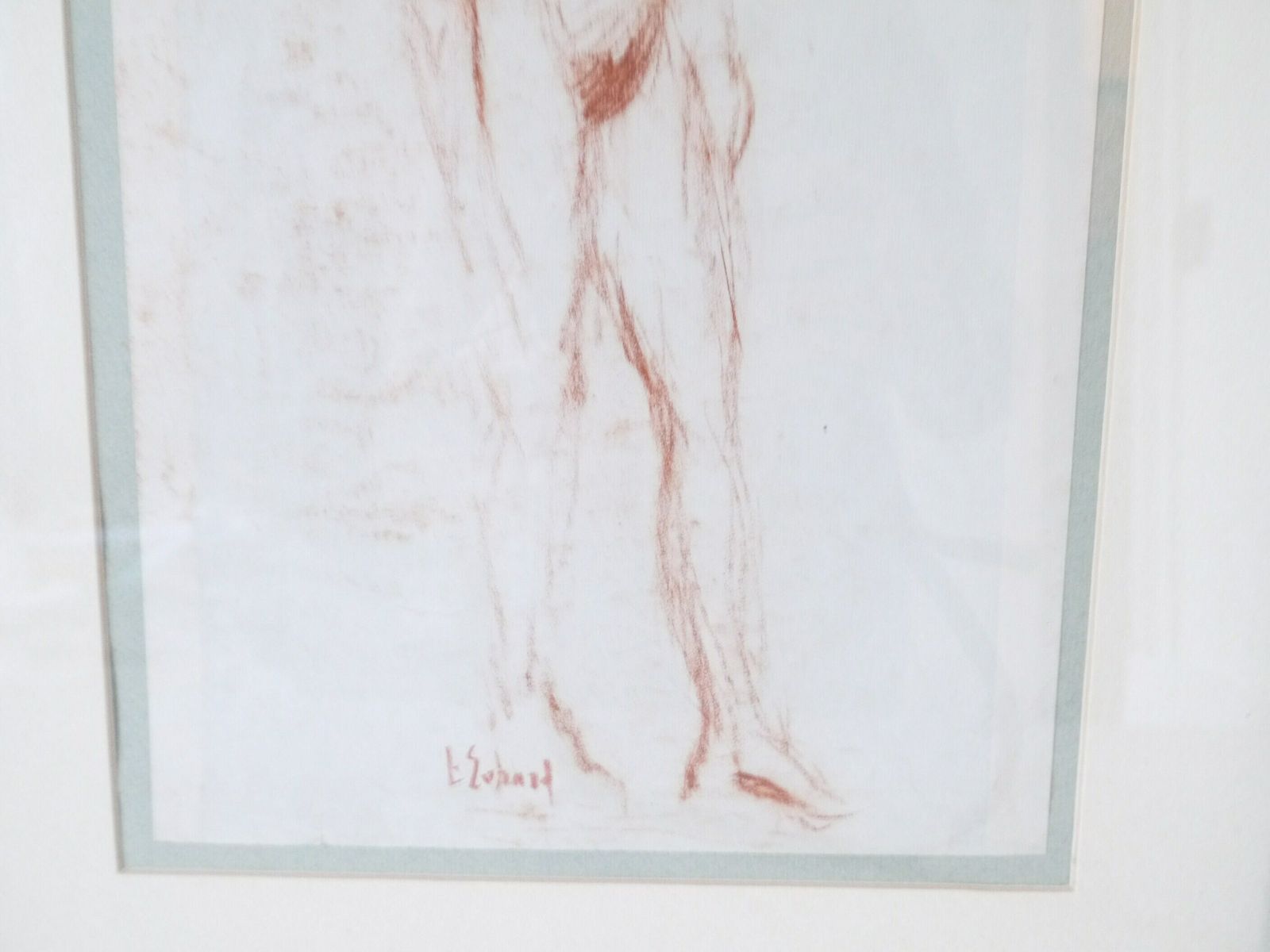 French Vintage Nude Charcoal Red Sketch Woman Portrait photo 377.0