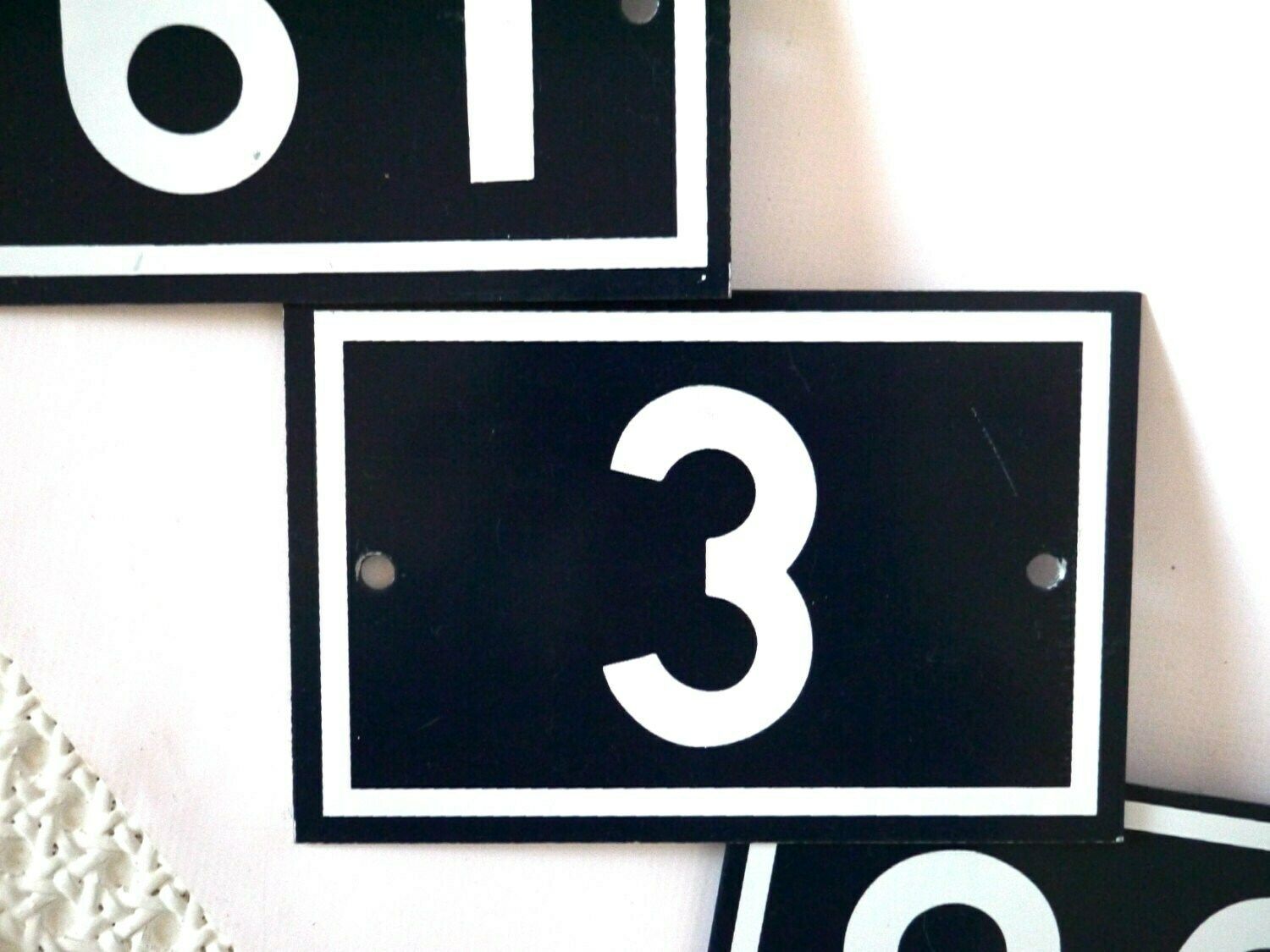 French Vintage Enamel Number Plaque 68 And 84 Left photo furniture