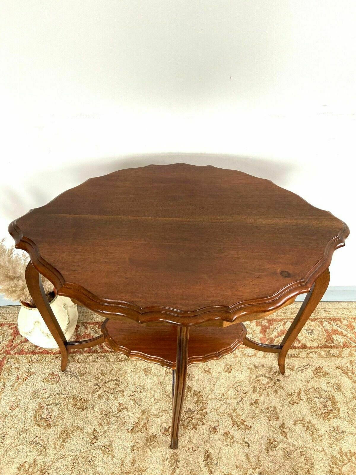 Vintage Decorative Satinwood Occasional Centre Table Scalloped Edge 1930s photo furniture