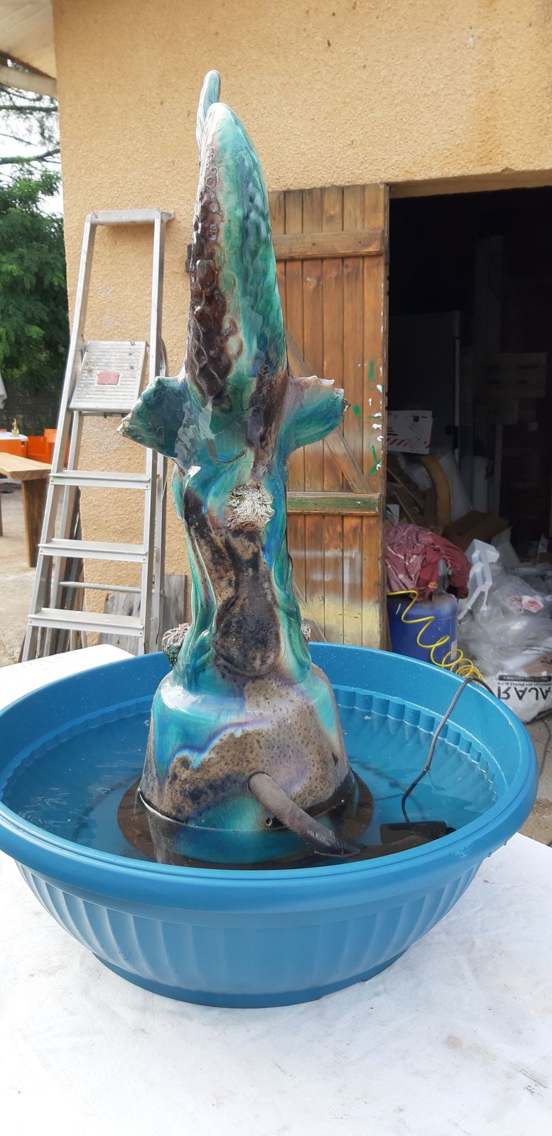 photo vinterior Fountain Faience Of Vallauris "Dauphin"