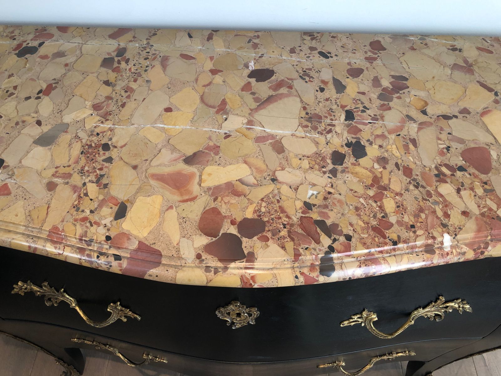 Ebonized Curved Chest Of Drawers Decorated With Bronze Elements Stamped By Beyne Roubaix photo vinterior
